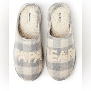 Mens Dearfoams gray plaid Papa Bear slippers. NWOT
